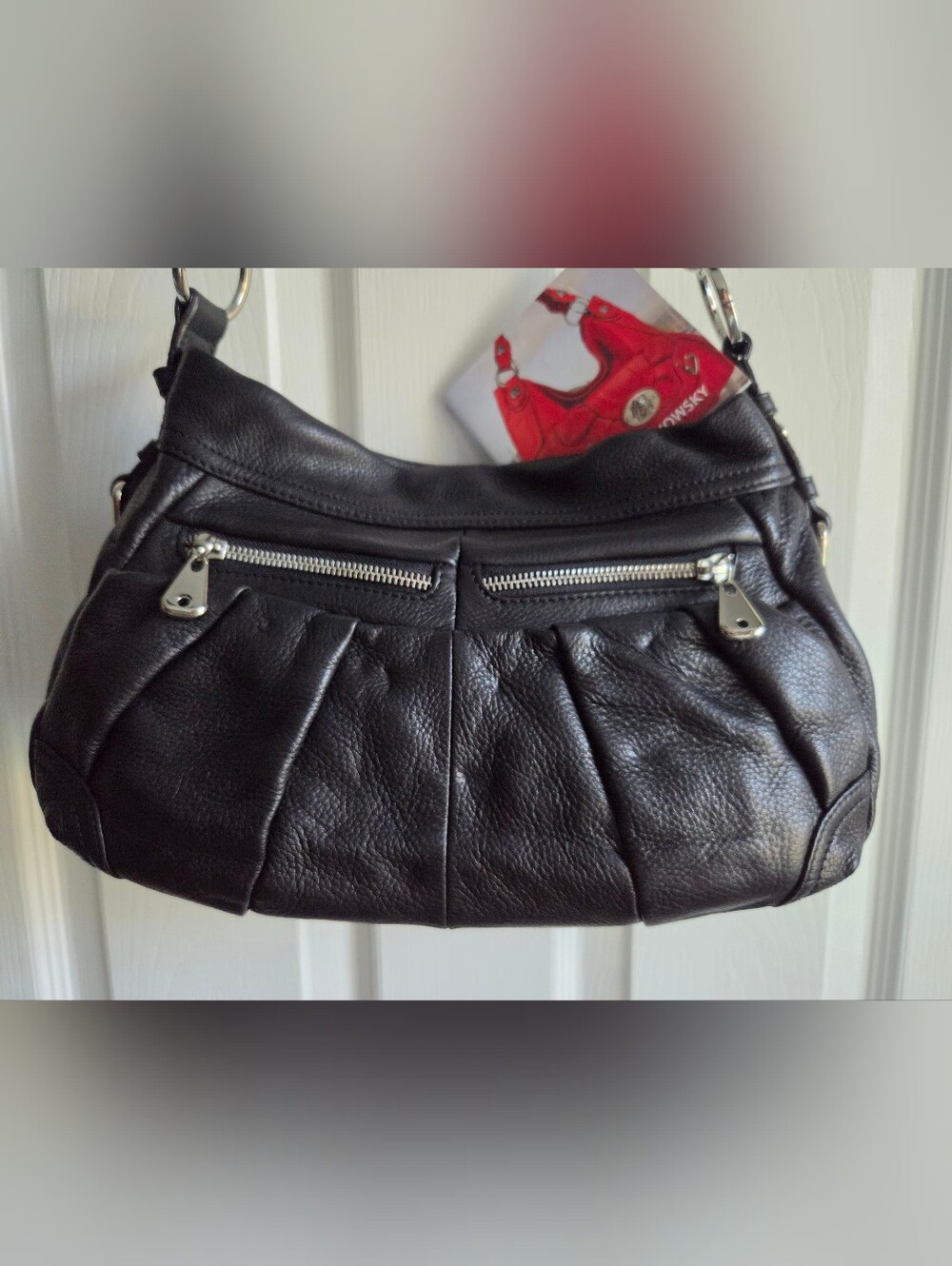 Vintage B Makowsky Black Leather Shoulder Bag - Satchel - Convertible Strap NWT